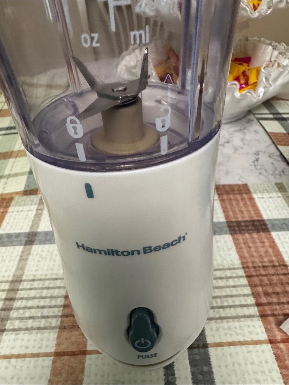 Hamilton Beach White Personal Blender with Blue Simply Shake Bottle